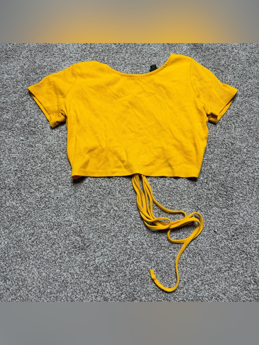 Yellow Cropped T-Shirt with Tie Back